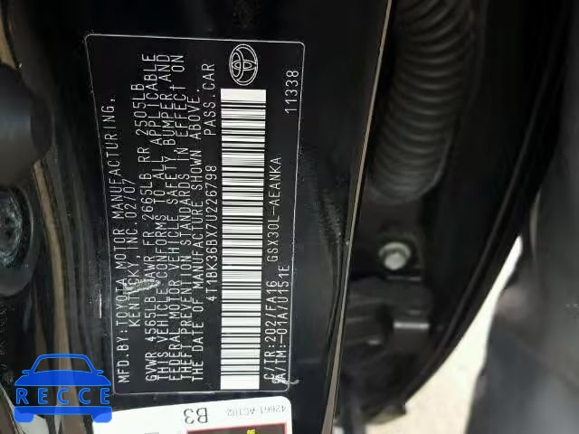 2007 TOYOTA AVALON 4T1BK36BX7U226798 image 9