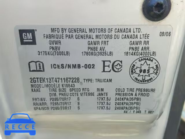 2007 GMC NEW SIERRA 2GTEK13T471167228 image 9