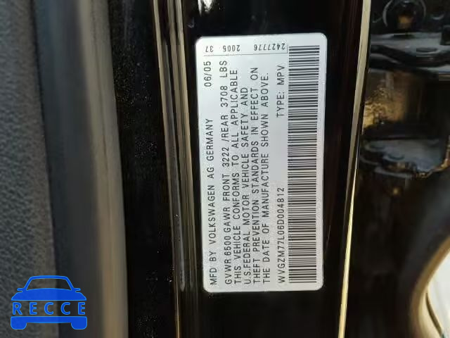 2006 VOLKSWAGEN TOUAREG 4. WVGZM77L06D004812 image 9