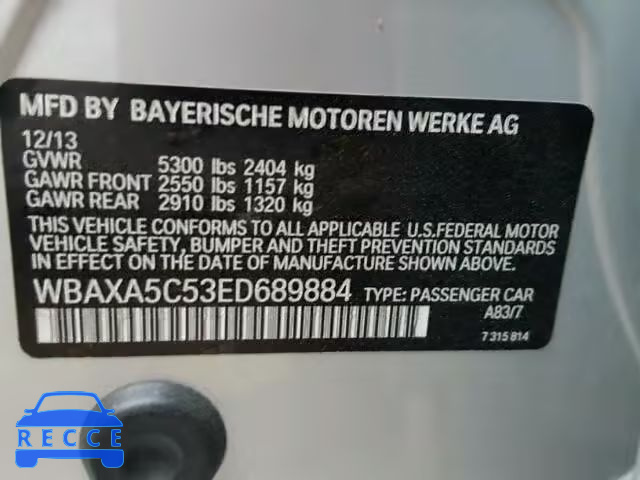 2014 BMW 535 WBAXA5C53ED689884 image 9