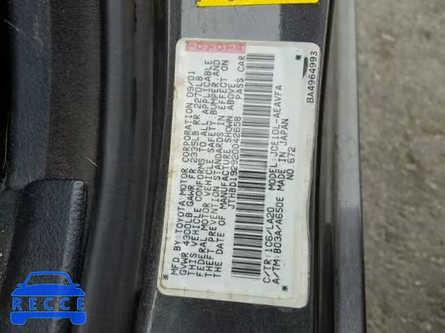 2002 LEXUS IS JTHBD192920042658 image 9