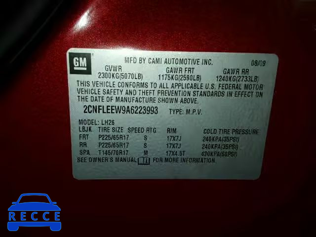 2010 CHEVROLET EQUINOX 2CNFLEEW9A6223993 image 9