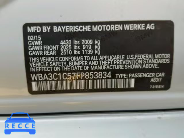2015 BMW 328 WBA3C1C57FP853834 Bild 9