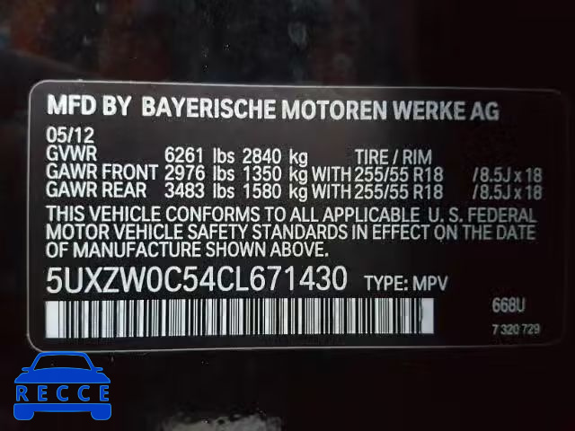 2012 BMW X5 5UXZW0C54CL671430 image 9