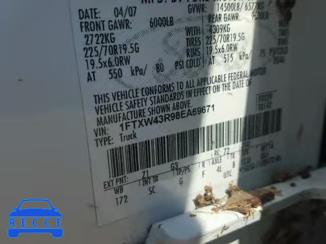 2008 FORD F450 1FTXW43R98EA69671 зображення 9