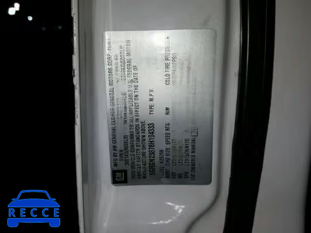 2008 HUMMER H2 5GRGN23878H104333 image 9