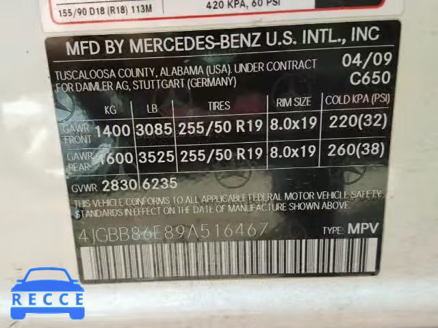 2009 MERCEDES-BENZ ML 4JGBB86E89A516467 image 9