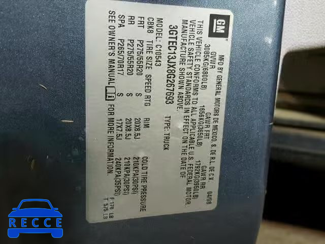 2008 GMC SIERRA 3GTEC13JX8G267693 image 9