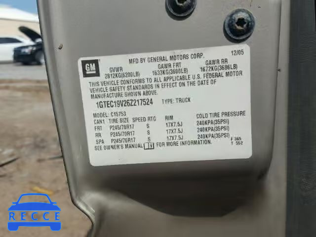 2006 GMC NEW SIERRA 1GTEC19V26Z217524 image 9