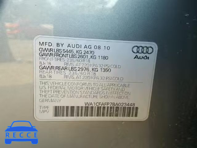 2011 AUDI Q5 WA1CFAFP7BA023448 image 9