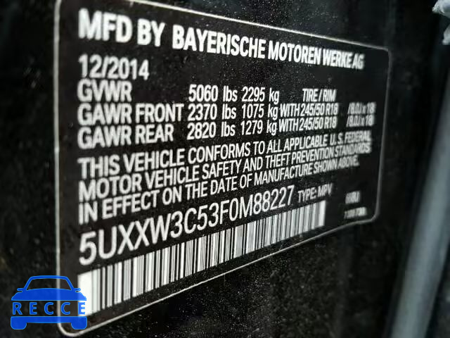 2015 BMW X4 5UXXW3C53F0M88227 зображення 9