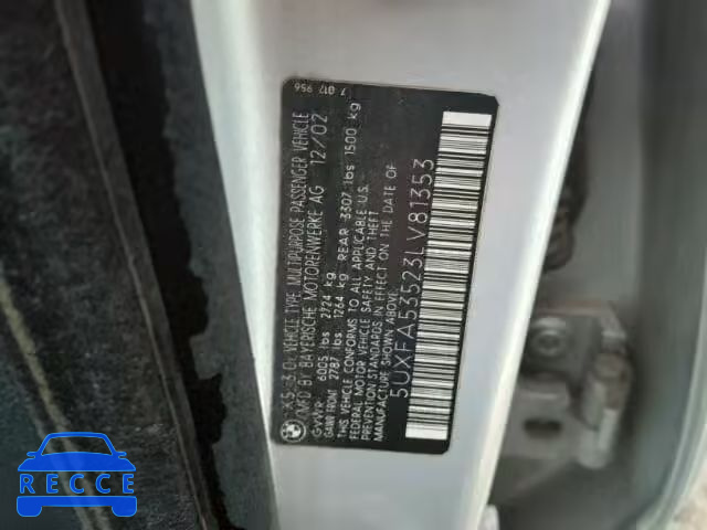 2003 BMW X5 5UXFA53523LV81353 зображення 9