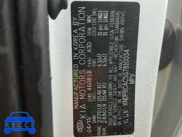 2016 KIA SPORTAGE KNDPBCAC5G7810034 image 9