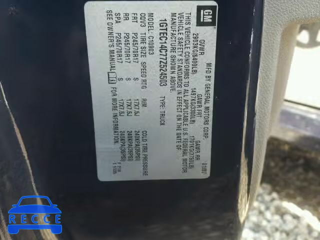 2007 GMC NEW SIERRA 1GTEC14C77Z524503 image 9