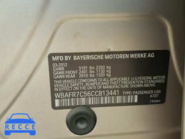 2012 BMW 535 WBAFR7C56CC813441 зображення 9