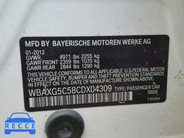 2012 BMW 528 WBAXG5C58CDX04309 image 9