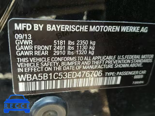 2014 BMW 535 WBA5B1C53ED476706 Bild 9