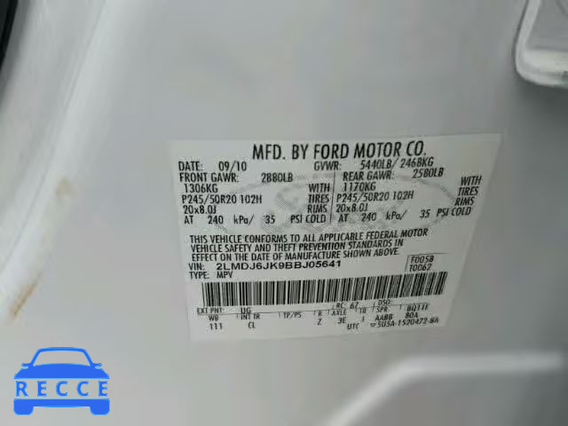 2011 LINCOLN MKX 2LMDJ6JK9BBJ05641 Bild 9