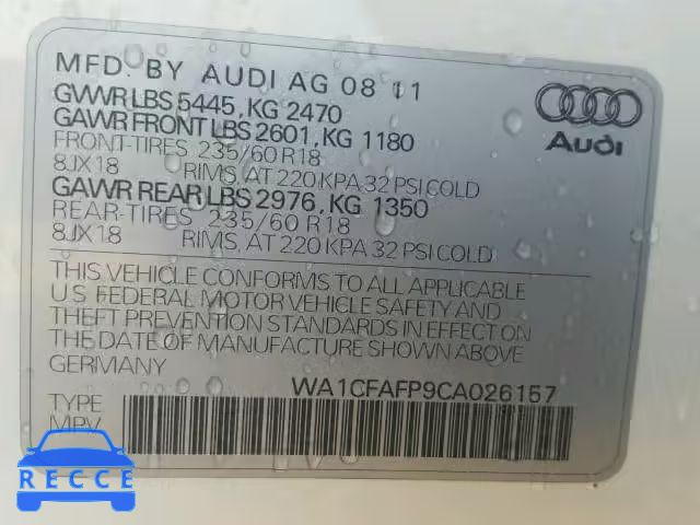 2012 AUDI Q5 WA1CFAFP9CA026157 image 9