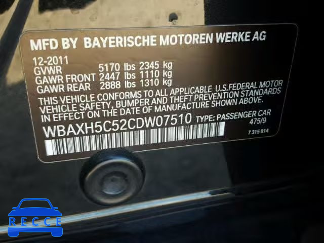 2012 BMW 528 WBAXH5C52CDW07510 image 9