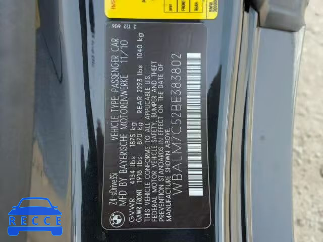 2011 BMW Z4 SDRIVE3 WBALM7C52BE383802 зображення 9