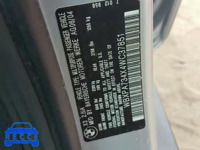 2004 BMW X3 WBXPA734X4WC37851 image 9