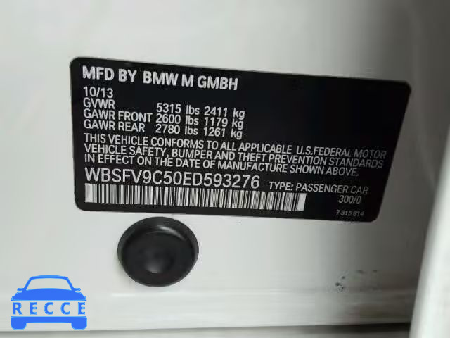 2014 BMW M5 WBSFV9C50ED593276 зображення 9