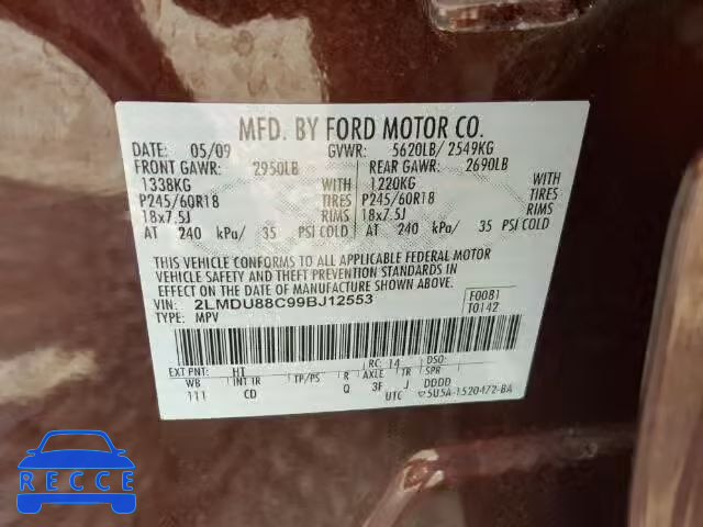 2009 LINCOLN MKX 2LMDU88C99BJ12553 image 9