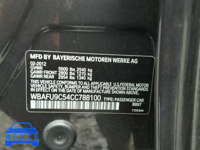 2012 BMW 550 WBAFU9C54CC788100 image 9