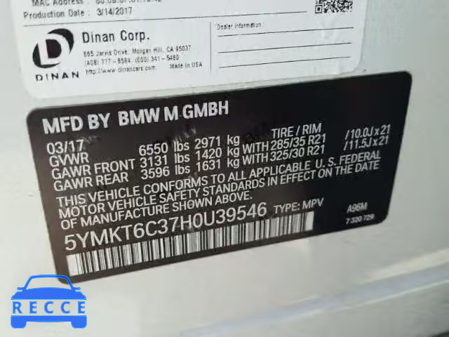 2017 BMW X5 5YMKT6C37H0U39546 зображення 9