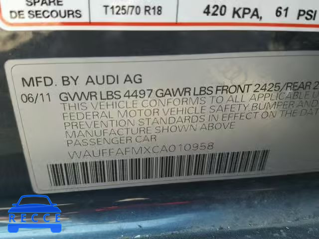 2012 AUDI A3 WAUFFAFMXCA010958 Bild 9