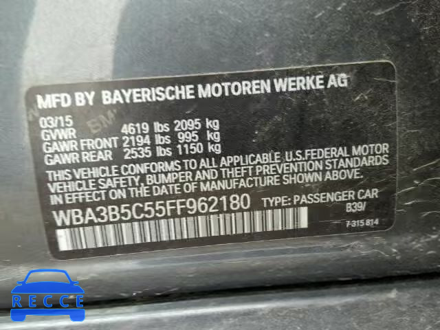 2015 BMW 328 WBA3B5C55FF962180 зображення 9