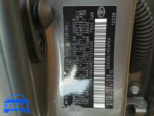 2007 TOYOTA AVALON 4T1BK36B27U252442 Bild 9