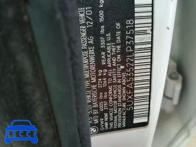 2002 BMW X5 5UXFA53522LP37518 image 9