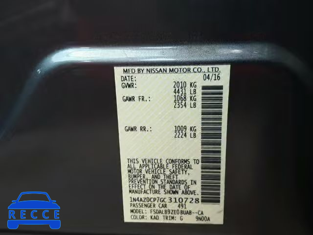 2016 NISSAN LEAF 1N4AZ0CP7GC310728 image 9