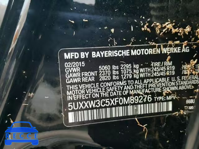 2015 BMW X4 5UXXW3C5XF0M89276 зображення 9