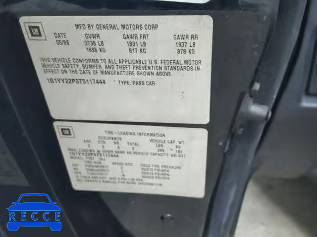 1996 CHEVROLET CORVETTE 1G1YY22P3T5117444 image 9