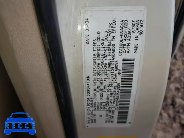 2004 LEXUS LX JTJHT00W543546809 image 9