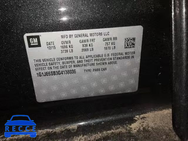 2016 CHEVROLET SONIC 1G1JE6SB3G4138036 image 9