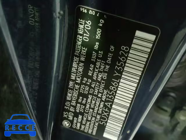2006 BMW X5 5UXFA13586LY35628 зображення 9