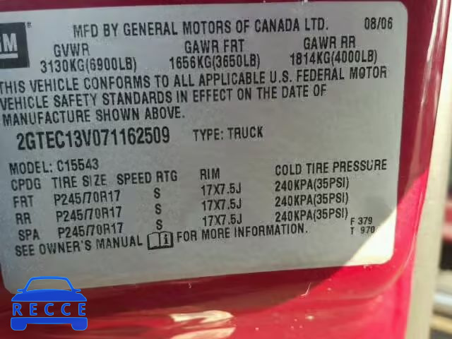 2007 GMC NEW SIERRA 2GTEC13V071162509 image 9