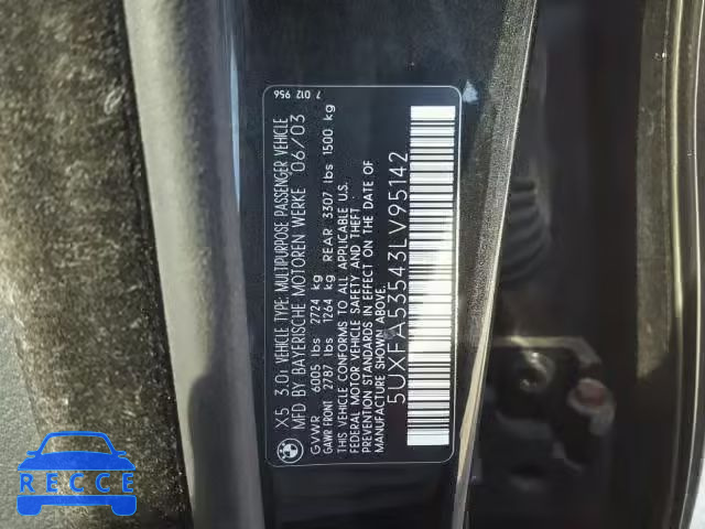 2003 BMW X5 5UXFA53543LV95142 image 9