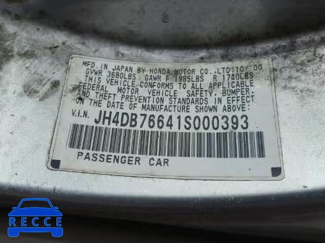 2001 ACURA INTEGRA JH4DB76641S000393 image 9