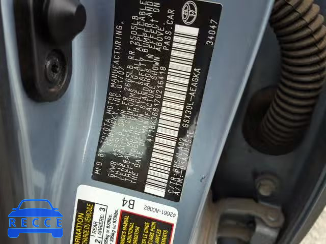 2007 TOYOTA AVALON 4T1BK36B17U216418 image 9