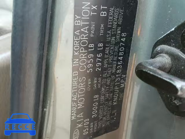 2003 KIA SEDONA KNDUP131836480748 image 9