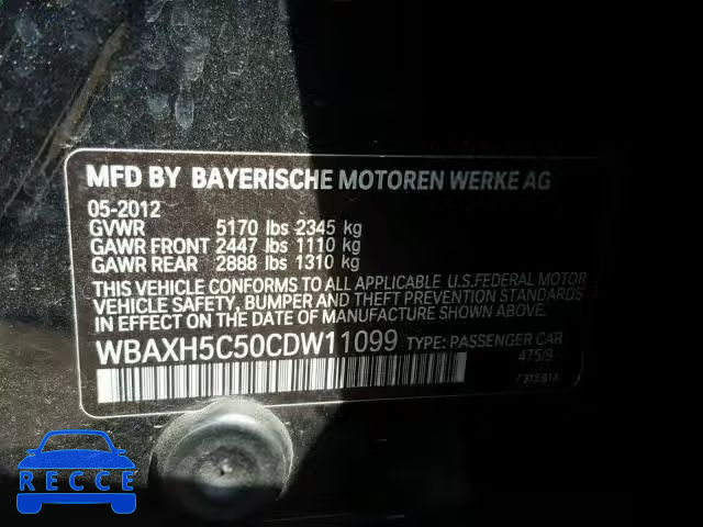 2012 BMW 528 WBAXH5C50CDW11099 image 9