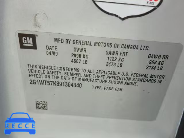 2009 CHEVROLET IMPALA 2G1WT57K891304340 image 9