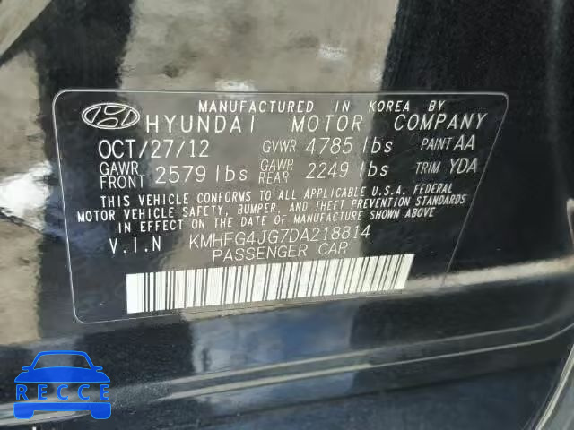 2013 HYUNDAI AZERA KMHFG4JG7DA218814 Bild 9