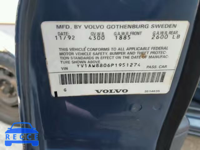 1993 VOLVO 240 YV1AW8806P1951274 image 9