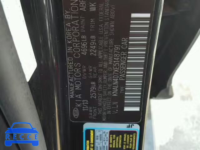 2014 KIA CADENZA KNALN4D7XE5148791 image 9